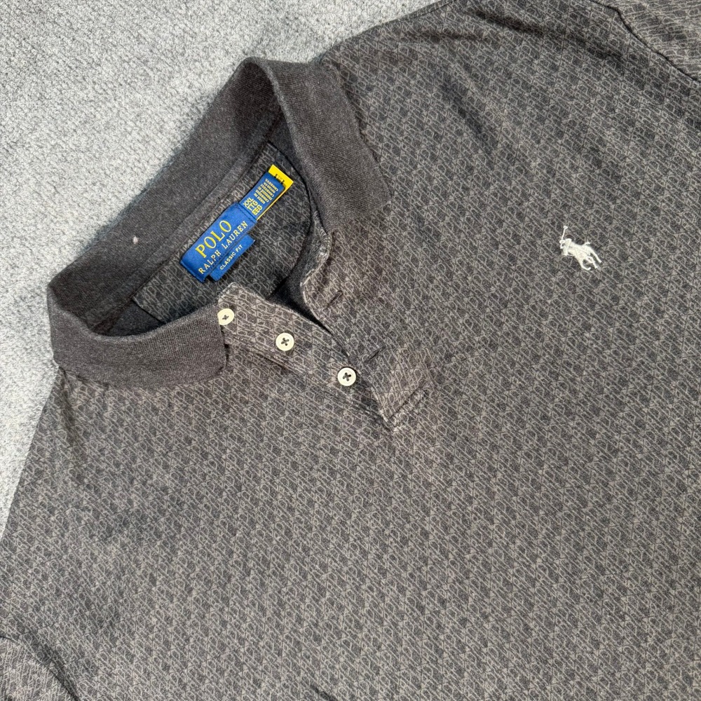 Polo Ralph Lauren Mens XXL Classic Fit Grey Geometric Print Short Sleeve #4632